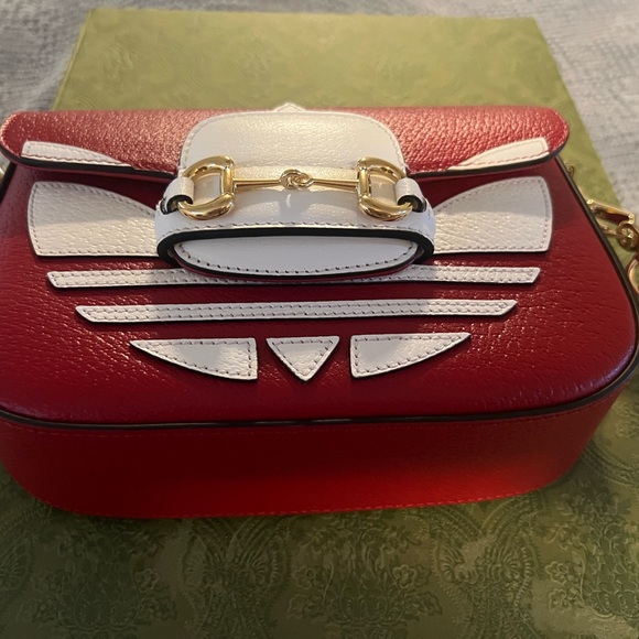 Gucci x adidas Horsebit 1955 Shoulder Bag Red crossbody - Picture 8 of 10
